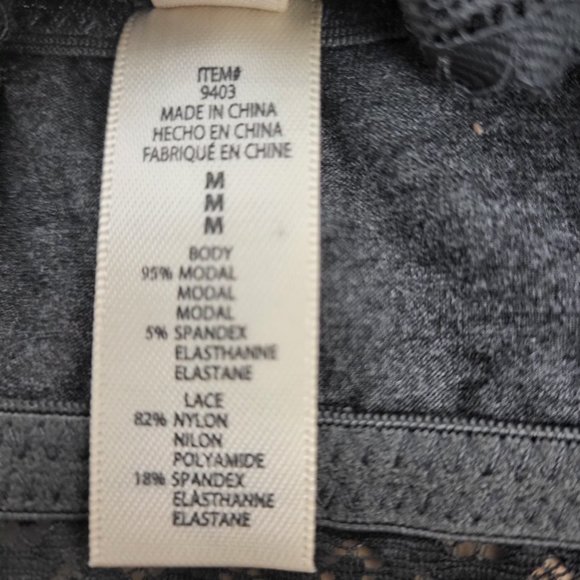 Rhonda Shear T-Shirt Bralette Charcoal Size Medium Style#9403 - Picture 3 of 4